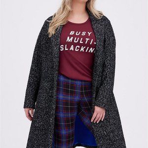 TORRID BLACK & WHITE BOUCLE STATEMENT COAT